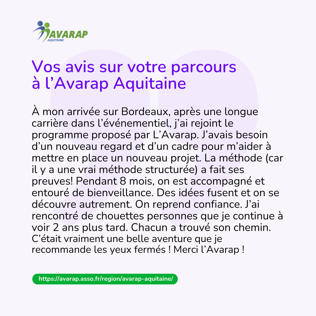 Témoignage d'une ancienne participante à l'Avarap Aquitaine.